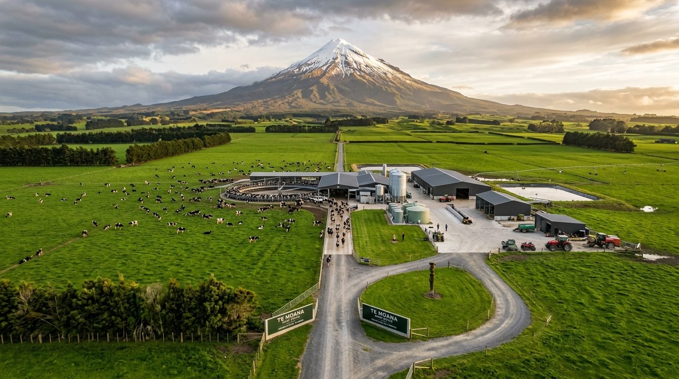 Dairy farm aerial, Taranaki